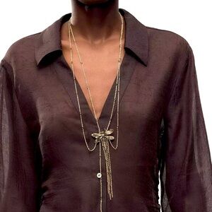 ZARA DRAGONFLY DOUBLE LONG NECKLACE NWT